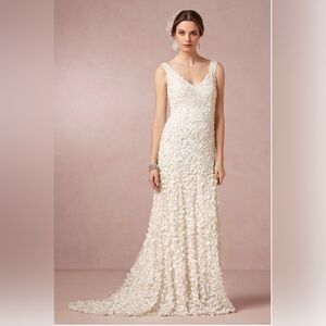 Theia Emma White Petal Wedding Gown size 12